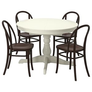 INGATORP / SKOGSBO  Tisch und 4 Stühle, weiß weiß/dunkelbraun 110/155 cm