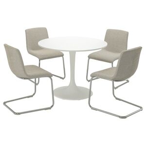 DOCKSTA / LUSTEBO  Tisch und 4 Stühle, weiß verchromt/Viarp beige/braun 103 cm