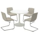 Bild 1 von DOCKSTA / LUSTEBO  Tisch und 4 Stühle, weiß verchromt/Viarp beige/braun 103 cm