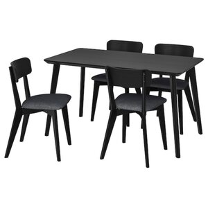LISABO / LISABO  Tisch und 4 Stühle, schwarz/Tallmyra schwarz/grau 140x78 cm