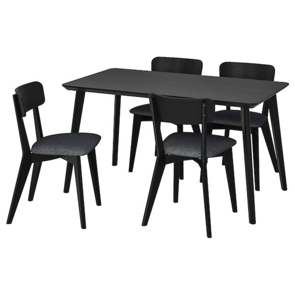 Bild 1 von LISABO / LISABO  Tisch und 4 Stühle, schwarz/Tallmyra schwarz/grau 140x78 cm