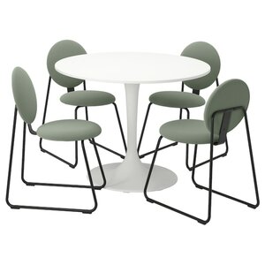 DOCKSTA / MÅNHULT  Tisch und 4 Stühle, weiß weiß/Hakebo graugrün 103 cm