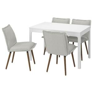 EKEDALEN / KLINTEN  Tisch und 4 Stühle, weiß/Kilanda hellbeige 120/180 cm