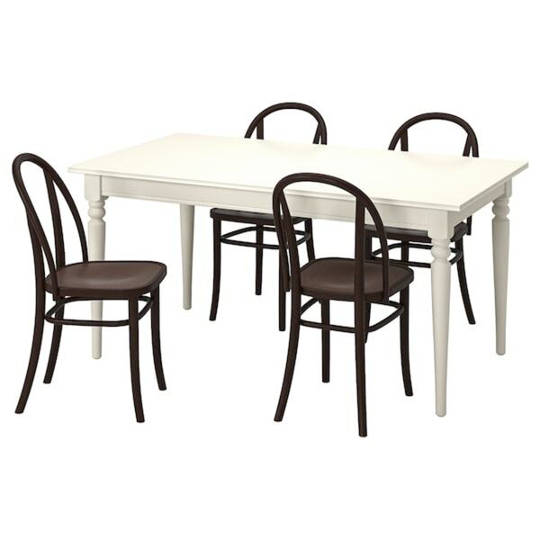 Bild 1 von INGATORP / SKOGSBO  Tisch und 4 Stühle, weiß weiß/dunkelbraun 155/215 cm