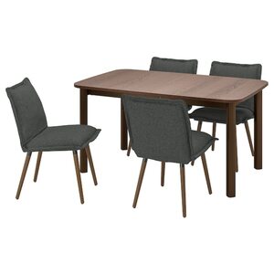STRANDTORP / KLINTEN  Tisch und 4 Stühle, braun/Kilanda dunkelgrau 150/205/260x95 cm
