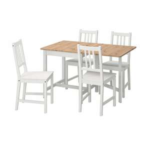 PINNTORP / STEFAN  Tisch und 4 Stühle, hellbraun lasiert weiß las./weiß 67/124 cm