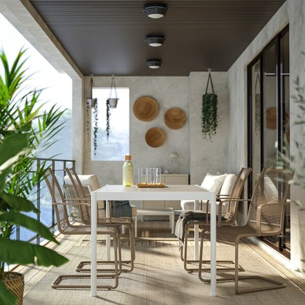 Bild 2 von SEGERÖN / VÄSMAN  Tisch und 4 Armlehnstühle, für draußen weiß/beige/braun 147 cm