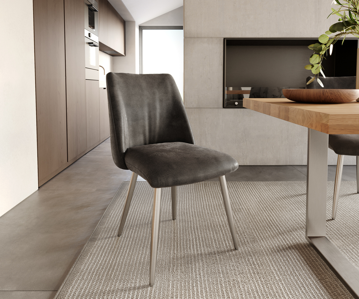 Bild 1 von Esszimmerstuhl Elso-Flex Anthrazit Vintage 4-Fuß konisch Edelstahl Taschenfederkern