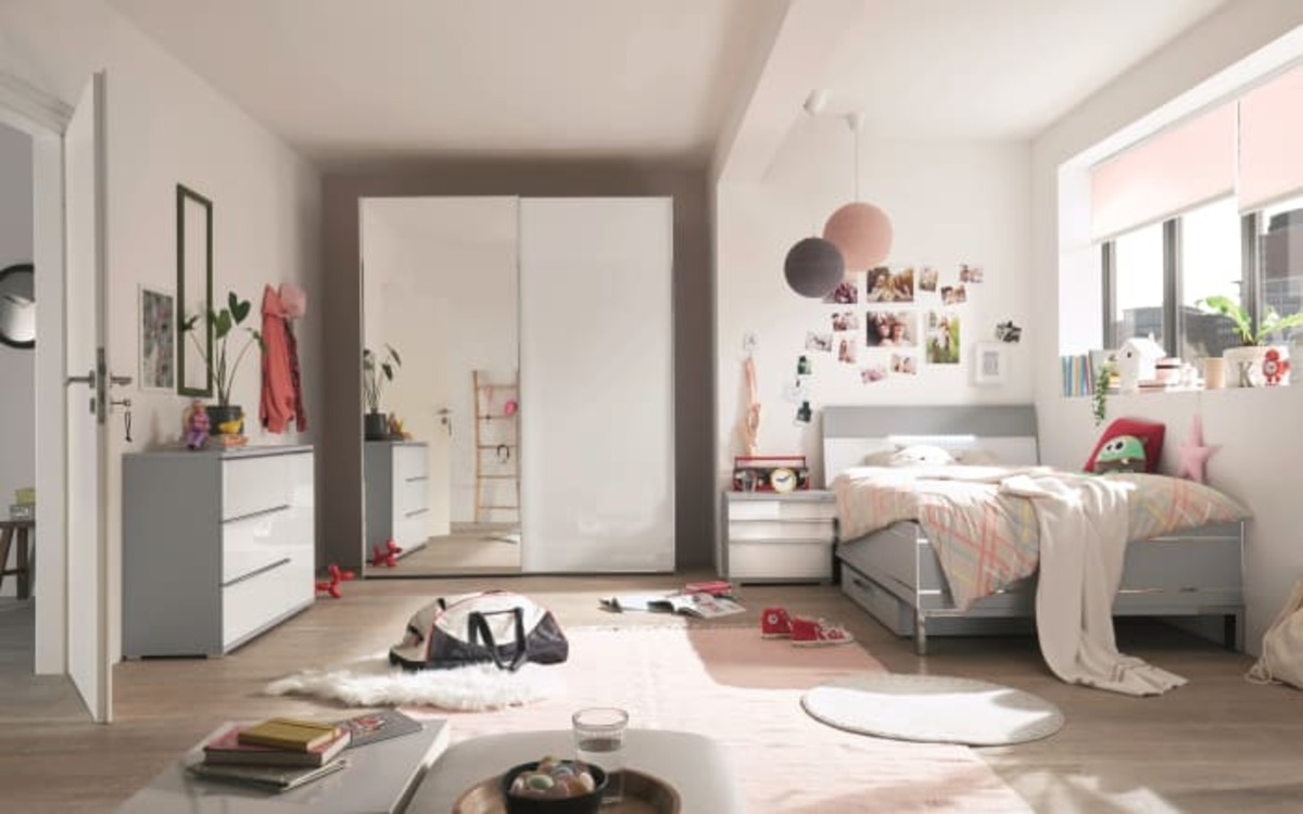 Bild 1 von Staud - Jugendzimmer Studioline, hellgrau/alpinweiß, 120 x 200 cm, Schrank 188 x 222 cm