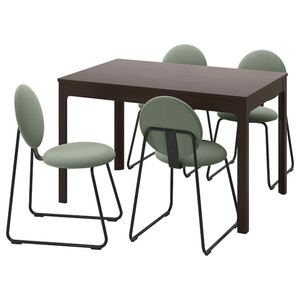 EKEDALEN / MÅNHULT  Tisch und 4 Stühle, dunkelbraun/Hakebo graugrün 120/180 cm