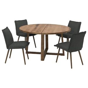 MÖRBYLÅNGA / KLINTEN  Tisch und 4 Stühle, Eichenfurnier braun las./Kilanda dunkelgrau 145 cm
