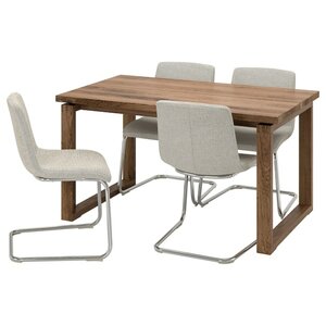 MÖRBYLÅNGA / LUSTEBO  Tisch und 4 Stühle, Eichenfurnier braun las./Viarp beige/braun 140 cm