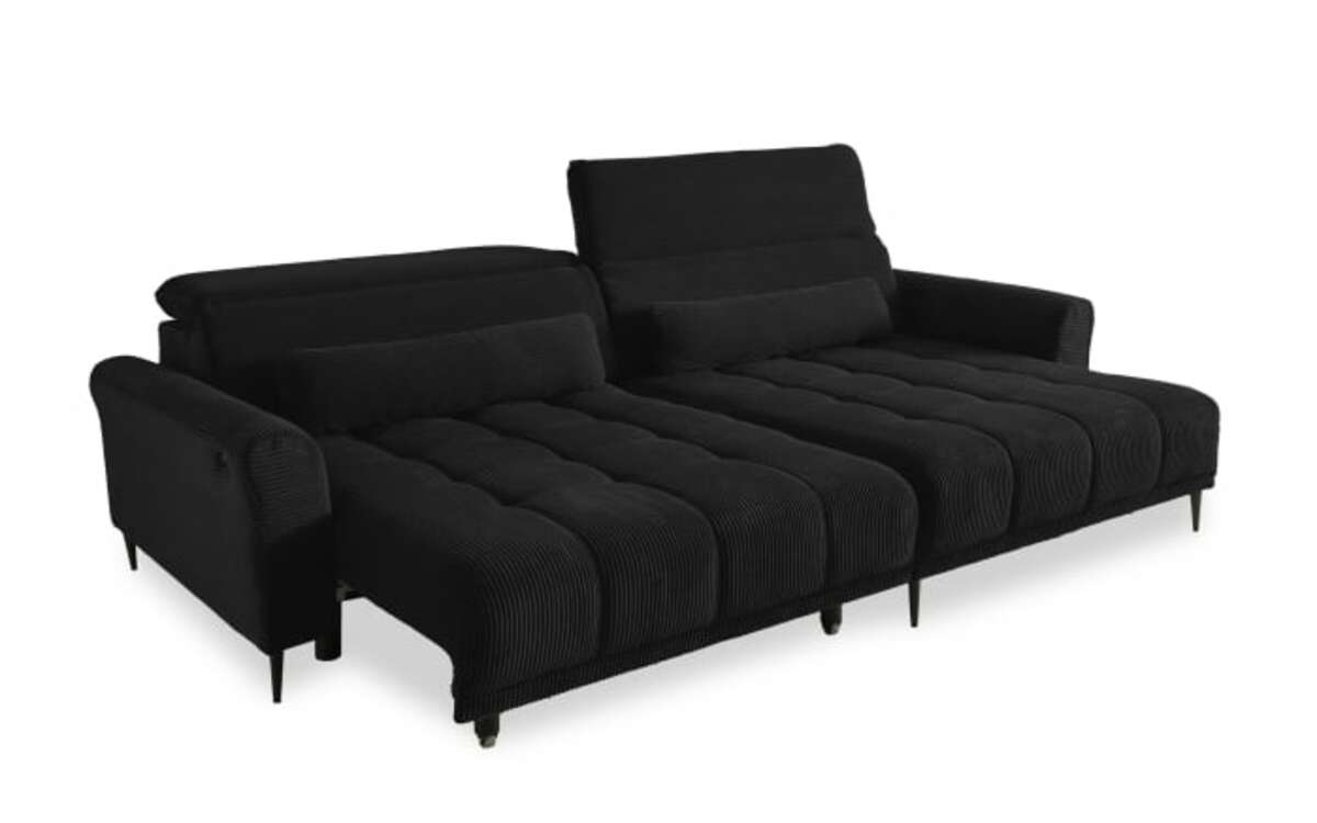Bild 2 von Wohnlandschaft Logan, schwarz, Ottomane rechts, inkl. Funktionen