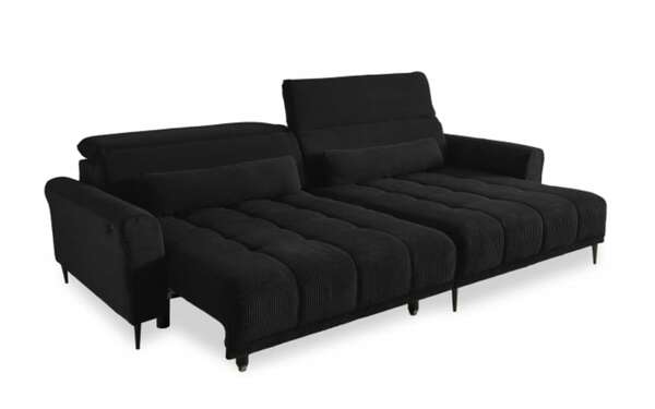 Bild 2 von Wohnlandschaft Logan, schwarz, Ottomane rechts, inkl. Funktionen