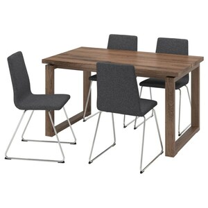 MÖRBYLÅNGA / LILLÅNÄS  Tisch und 4 Stühle, Eichenfurnier braun las./verchromt Gunnared dunkelgrau 140x85 cm