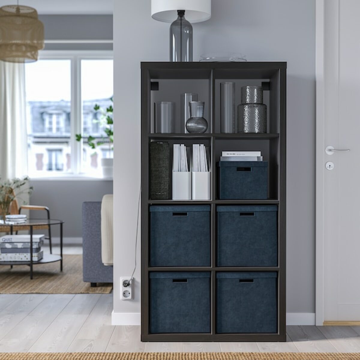 Bild 3 von GJÄTTA  Kasten mit Deckel, Samt dunkelblau 32x35x32 cm