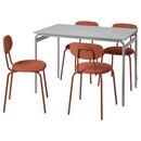 Bild 1 von GRÅSALA / ÖSTANÖ  Tisch und 4 Stühle, grau/Remmarn rotbraun 110 cm