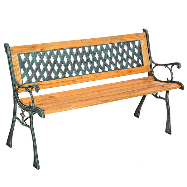 Bild 1 von Gartenbank Tamara 2-Sitzer aus Holz und Gusseisen 128x51x73cm - braun