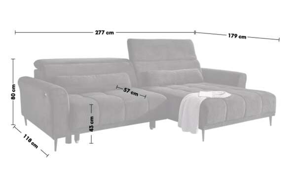 Bild 4 von Wohnlandschaft Logan, schwarz, Ottomane rechts, inkl. Funktionen