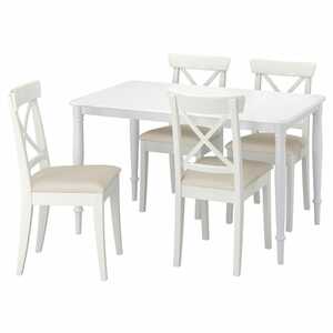 DANDERYD / INGOLF  Tisch und 4 Stühle, weiß/Hallarp beige 130 cm