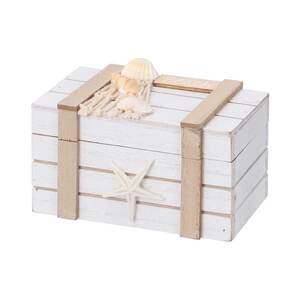 Deko-Kiste aus Holz in maritimer Optik 11 x 6 cm weiß
