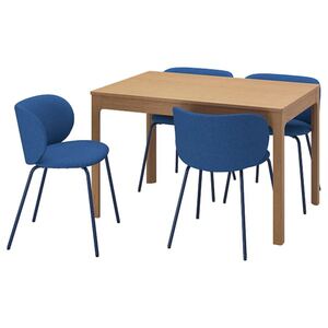 EKEDALEN / KRYLBO  Tisch und 4 Stühle, Eiche/Tonerud blau 120/180 cm