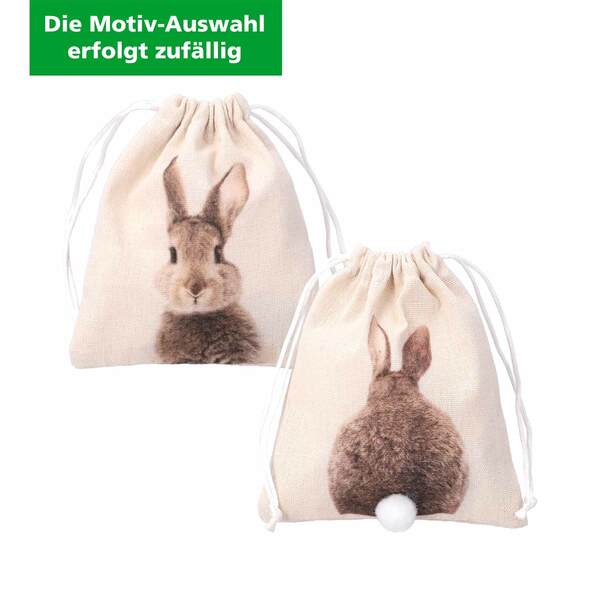 Bild 1 von Geschenksäckchen Ostern aus Baumwolle 15,5 x 13,5 cm natur (Motivauswahl erfolgt zufällig)