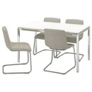 Bild 1 von TORSBY / LUSTEBO  Tisch und 4 Stühle, Hochglanz/weiß verchromt/Viarp beige/braun 135 cm