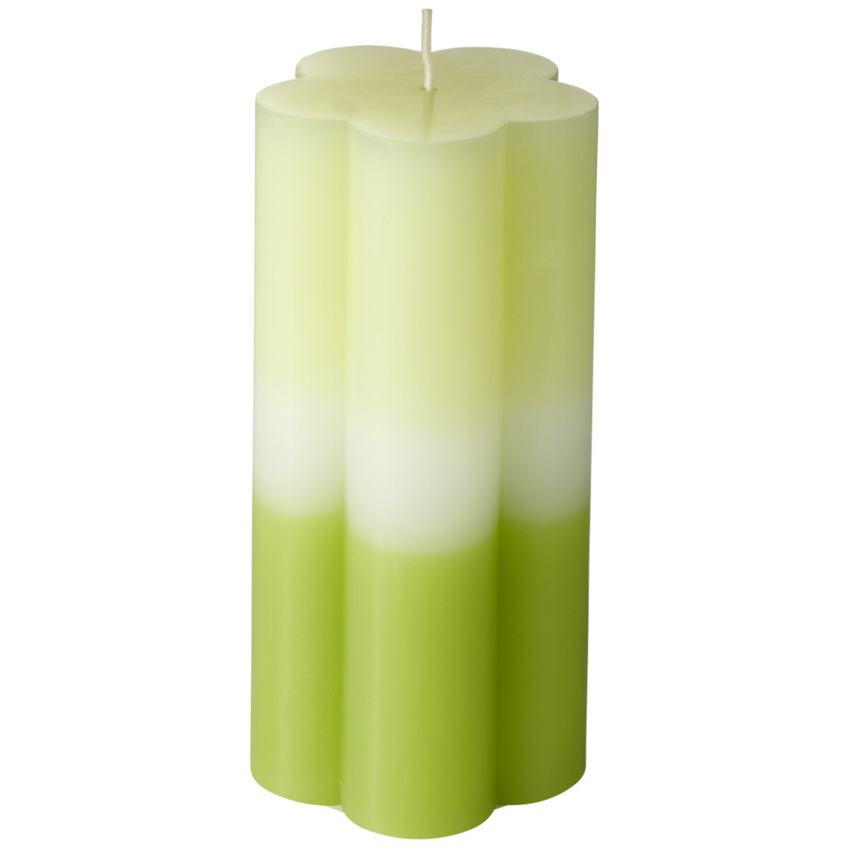 Bild 1 von Große Kerze in Blumenform HELLGRÜN / WEISS / GRÜN