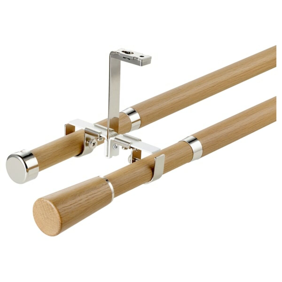 Bild 2 von KÄGELKAKTUS  Gardinenstangen-Set doppelt, Eichenachbildung 120-210 cm 28 mm