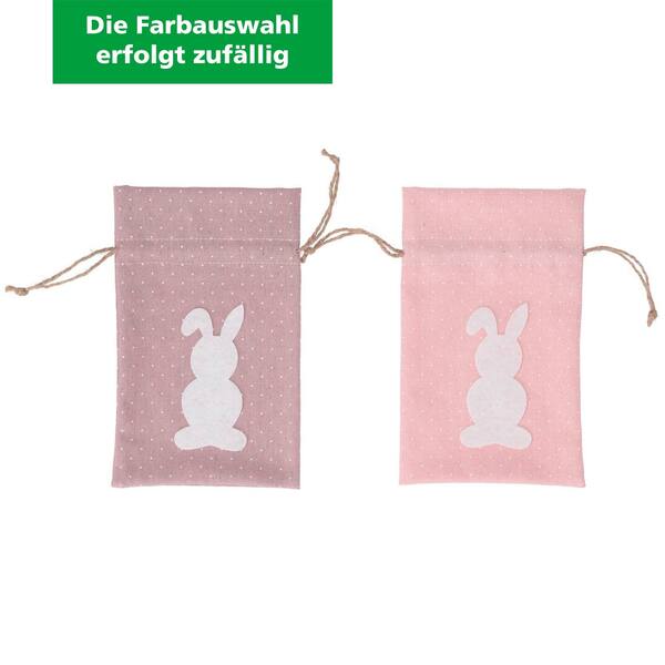 Bild 1 von Geschenksäckchen Ostern aus Baumwolle 19,5 x 12,5 cm pink/lila (Farbauswahl erfolgt zufällig)