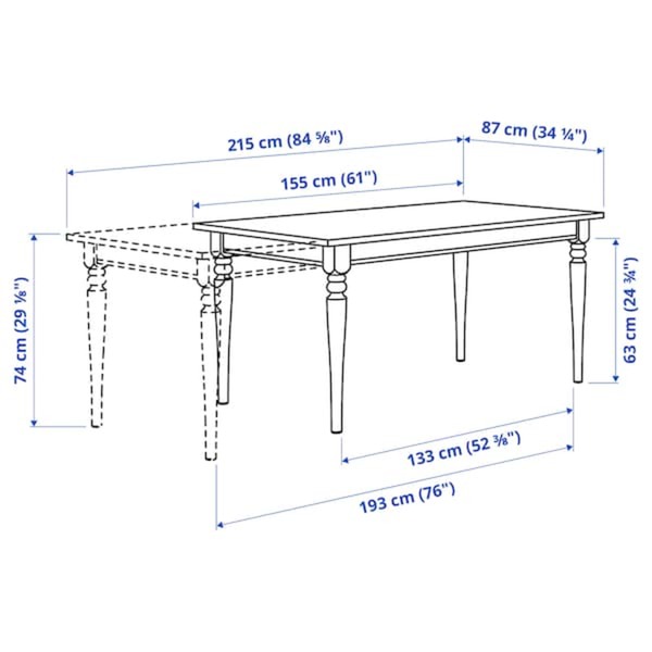 Bild 3 von INGATORP / SKOGSBO  Tisch und 4 Stühle, weiß weiß/dunkelbraun 155/215 cm