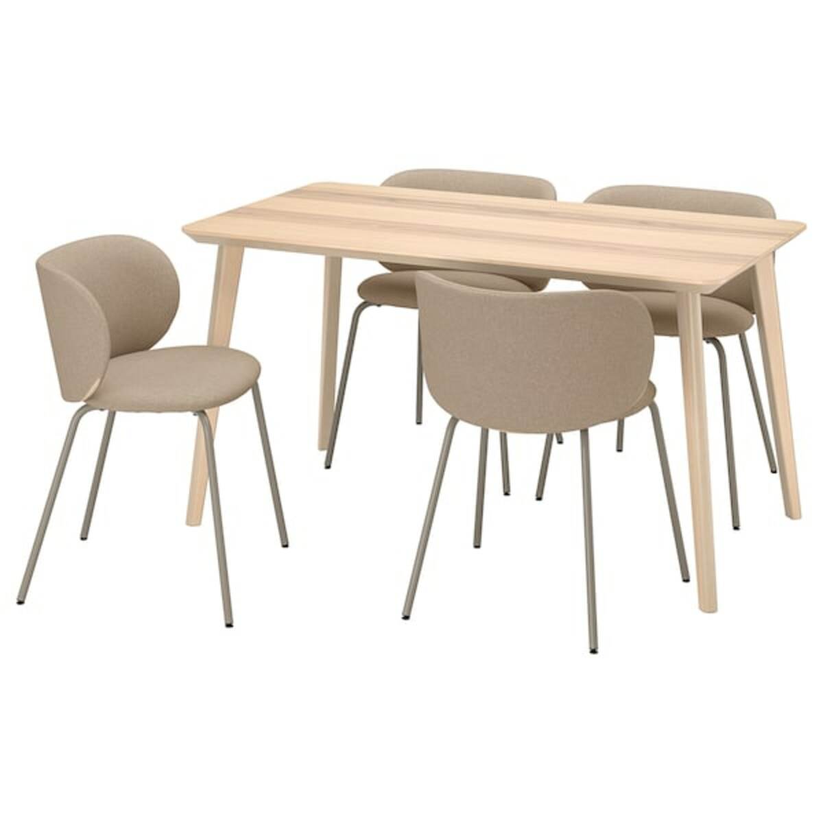 Bild 1 von LISABO / KRYLBO  Tisch und 4 Stühle, Eschenfurnier/Tonerud dunkelbeige 140 cm