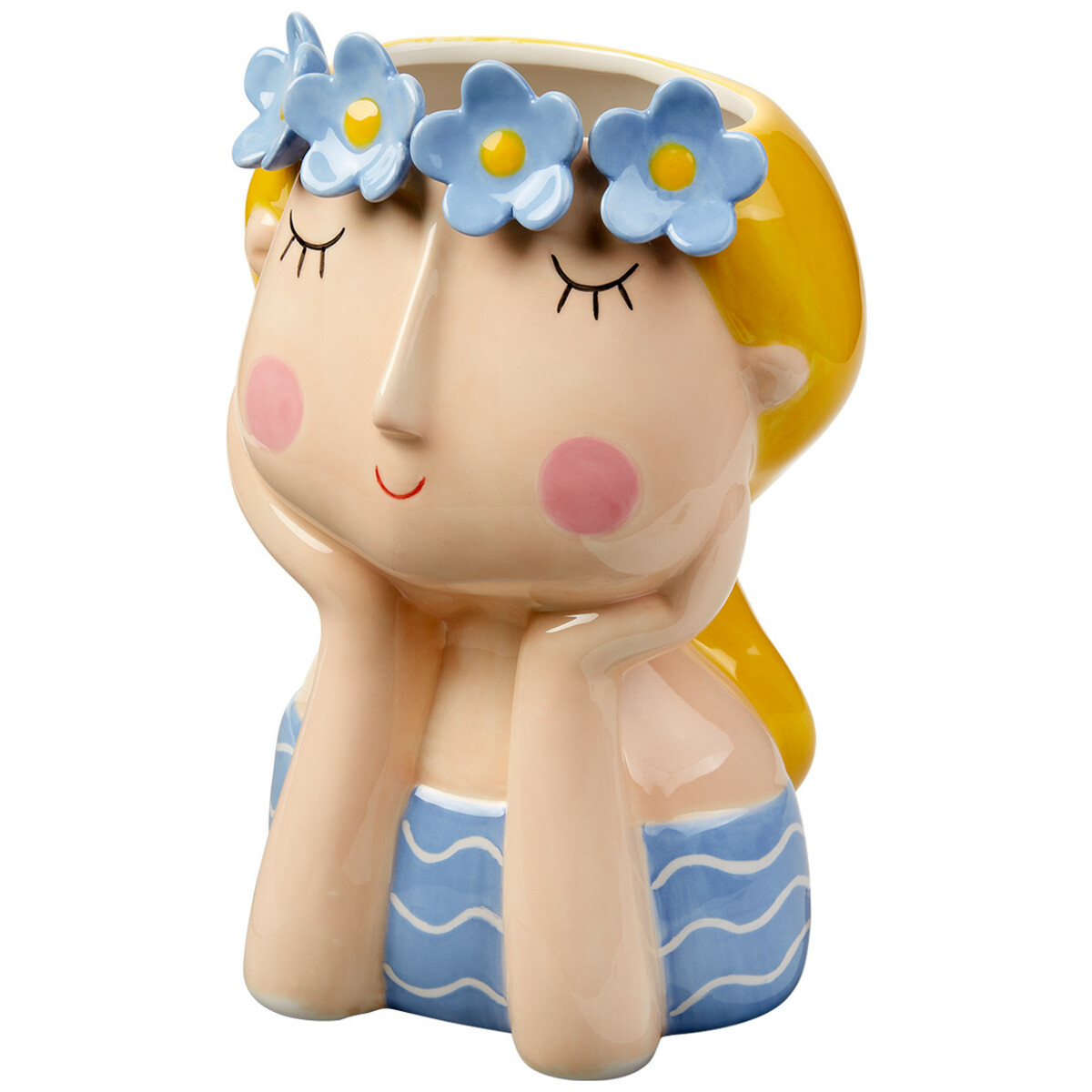 Bild 1 von Große Vase in Frauen-Form BLAU / NATUR