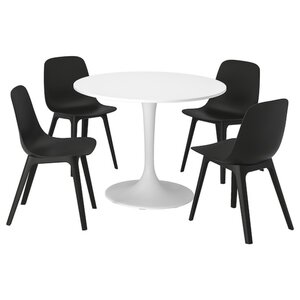 DOCKSTA / ODGER  Tisch und 4 Stühle, weiß weiß/anthrazit 103 cm