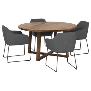 MÖRBYLÅNGA / TOSSBERG  Tisch und 4 Stühle, Eichenfurnier braun las./Metall grau 145 cm