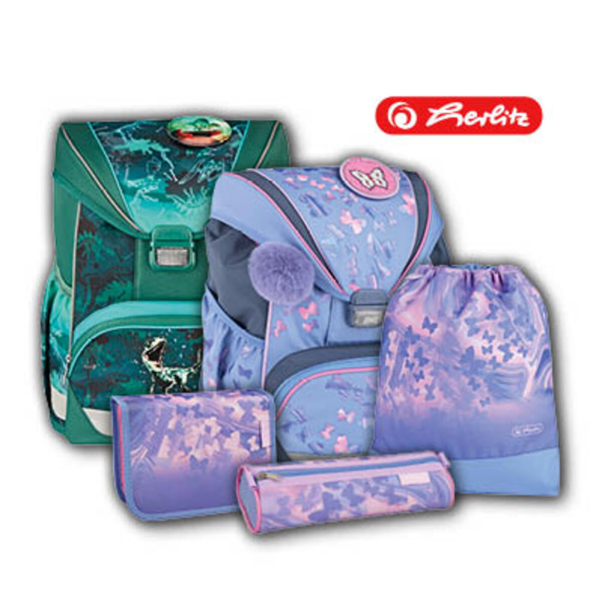 Bild 1 von Schulranzenset Ultra Light „Green Rex“ oder „Butterfly Paradise“, 4tlg.