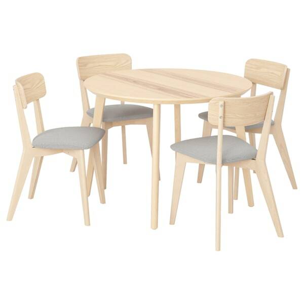 Bild 1 von LISABO / LISABO  Tisch und 4 Stühle, Esche/Tallmyra weiß/schwarz 105 cm