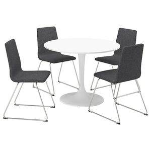 DOCKSTA / LILLÅNÄS  Tisch und 4 Stühle, weiß/verchromt Gunnared dunkelgrau 103 cm