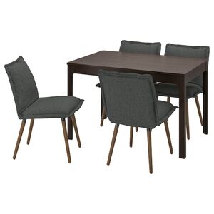 EKEDALEN / KLINTEN  Tisch und 4 Stühle, dunkelbraun/Kilanda dunkelgrau 120/180 cm