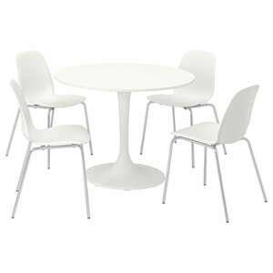 DOCKSTA / LIDÅS  Tisch und 4 Stühle, weiß weiß/weiß verchromt 103 cm