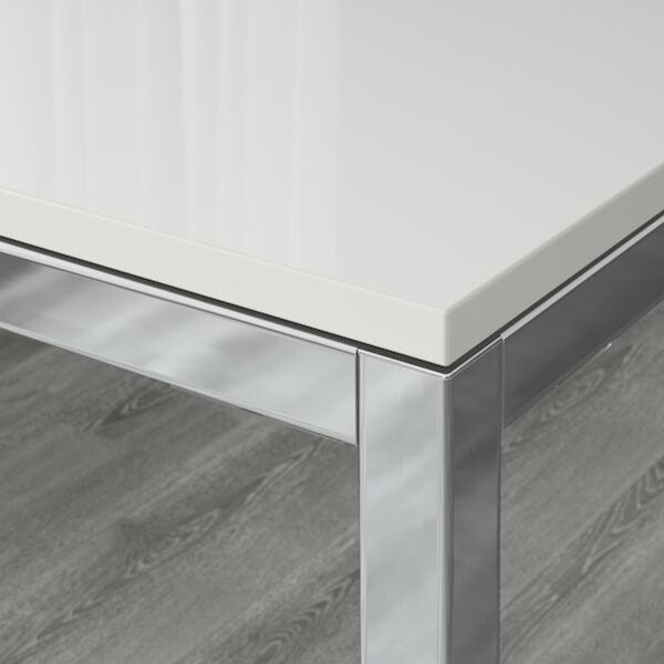 Bild 3 von TORSBY / LUSTEBO  Tisch und 4 Stühle, Hochglanz/weiß verchromt/Viarp beige/braun 135 cm