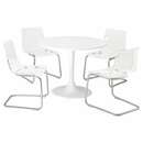 Bild 1 von DOCKSTA / TOBIAS  Tisch und 4 Stühle, weiß weiß/transparent verchromt 103 cm