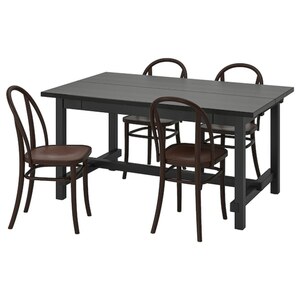 NORDVIKEN / SKOGSBO  Tisch und 4 Stühle, schwarz/dunkelbraun 152/223 cm