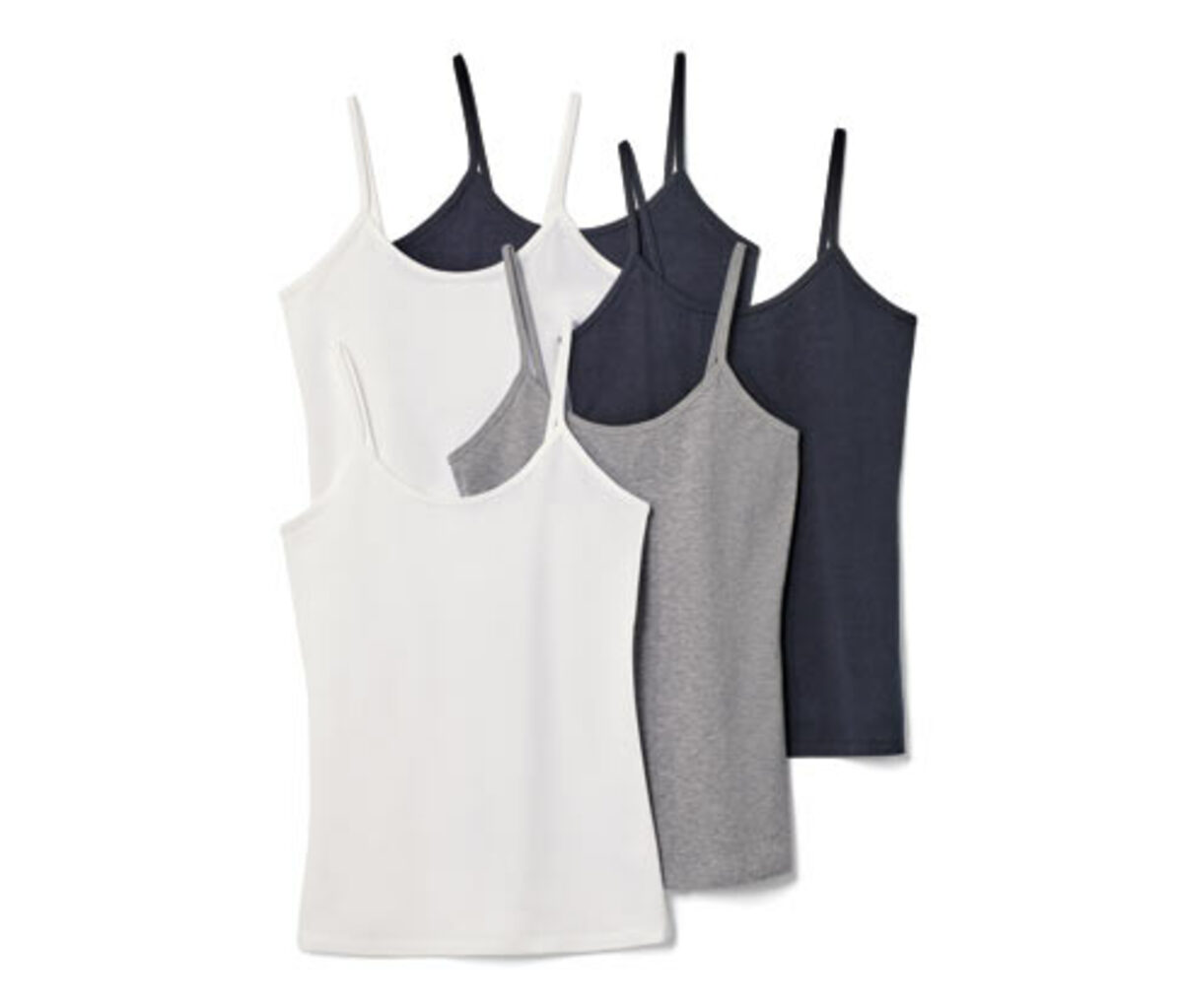 Bild 1 von 5 Spaghetti-Hemdchen, weiß, schwarz, grau