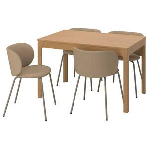 EKEDALEN / KRYLBO  Tisch und 4 Stühle, Eiche/Tonerud dunkelbeige 120/180 cm