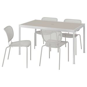 SEGERÖN / DUVSKÄR  Tisch und 4 Stühle, für draußen weiß/beige/grau 147 cm