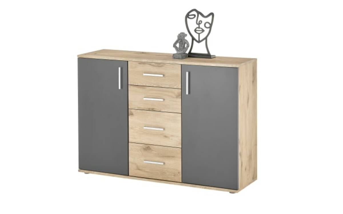 Bild 1 von Bega - Kommode BC 1040, Eiche-Nachbildung/grau, 120 x 84 cm