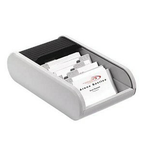 helit Visitenkartenbox lichtgrau/schwarz, für bis zu 300 Visitenkarten