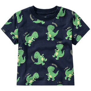 Baby T-Shirt mit Dinos allover DUNKELBLAU
